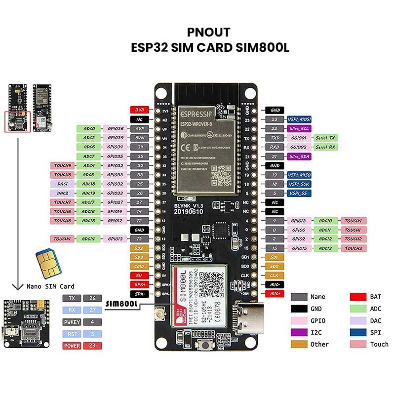 Modulo TTGO T CALL ESP 32 WIFI BLUETOOTH SIM800L