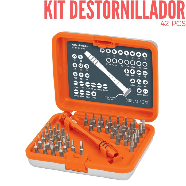 Kit Destornillador Truper Con 42 Puntas