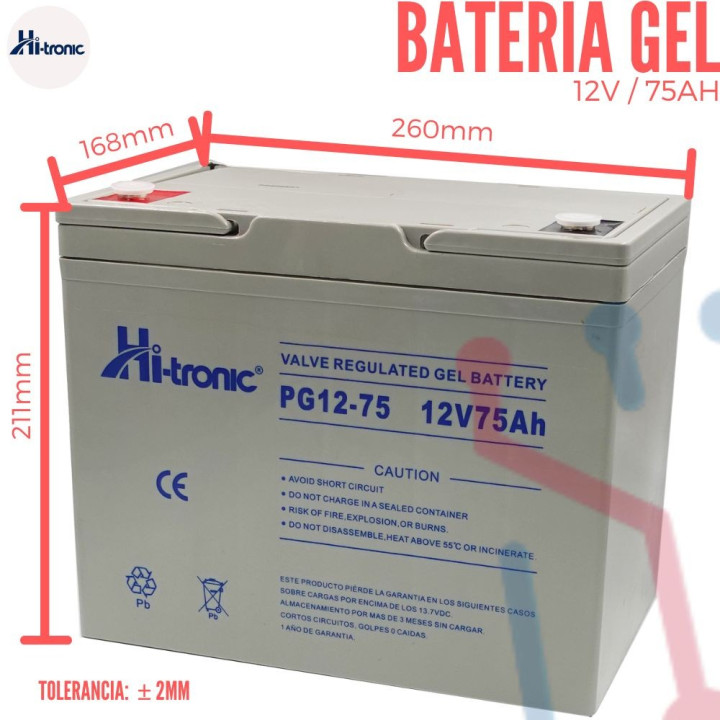 Batería Gel Recargable 12V 75Ah