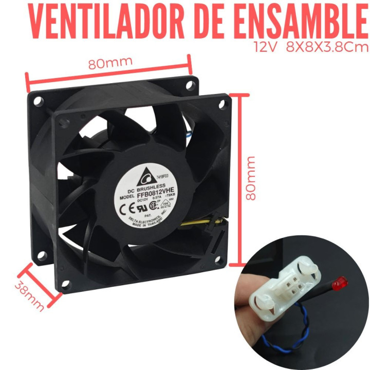 Ventilador Turbo 12V  80x80x38mm