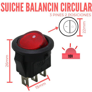 Suiche Balancin Rojo Piloto 3 Pines 10A