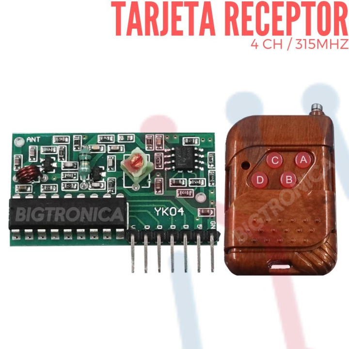 Tarjeta Receptor  4 CH 315Mhz