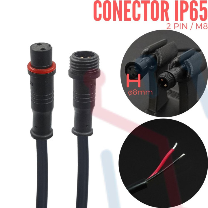 Conector Aéreo M12 IP65 2PIN