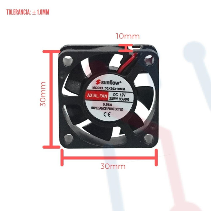 Ventilador 12V  30x30x10mm