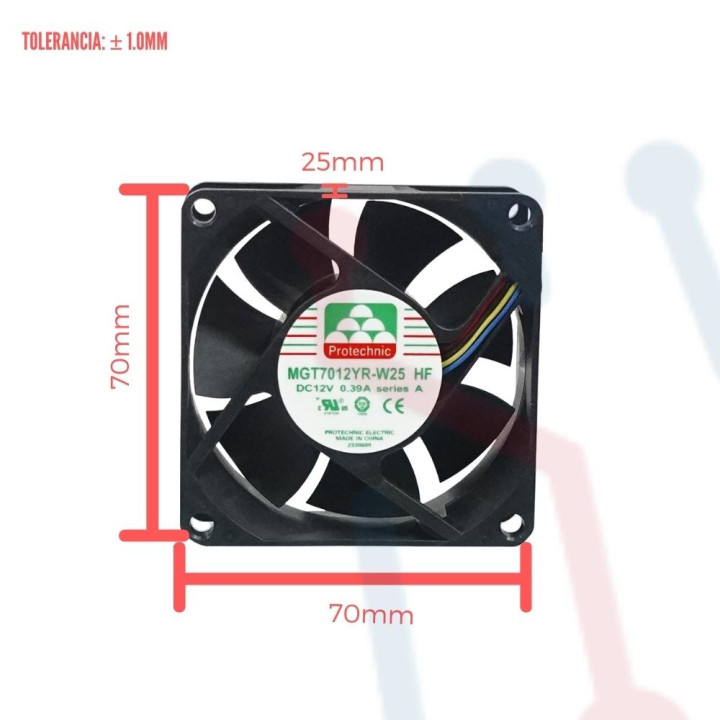 Ventilador 12V  70x70x25mm