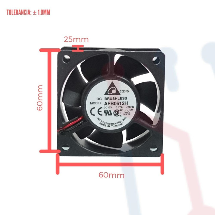 Ventilador 12V  60x60x25mm