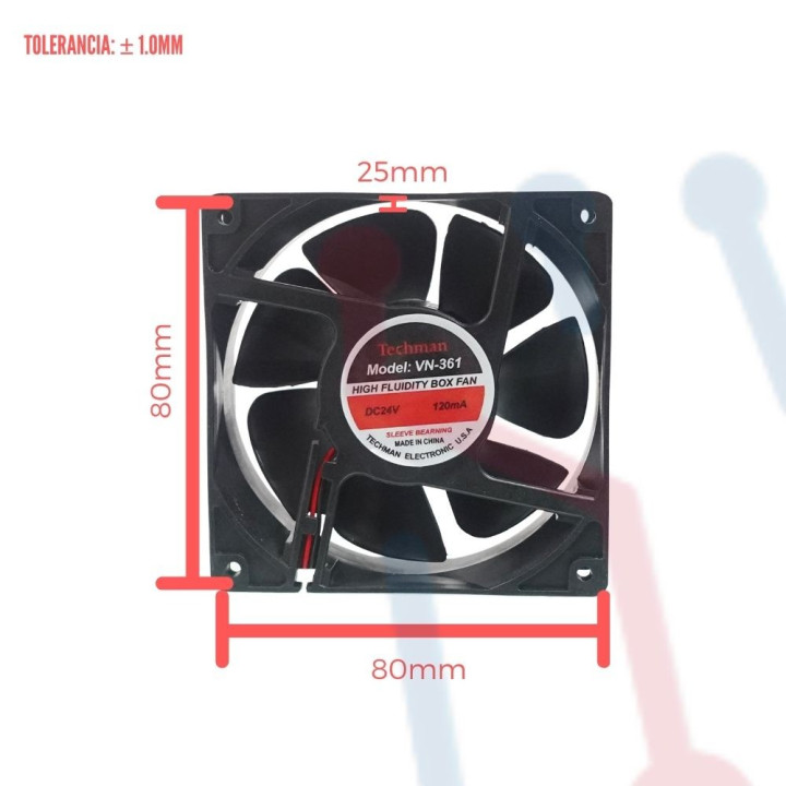 Ventilador 24V  80x80x25mm