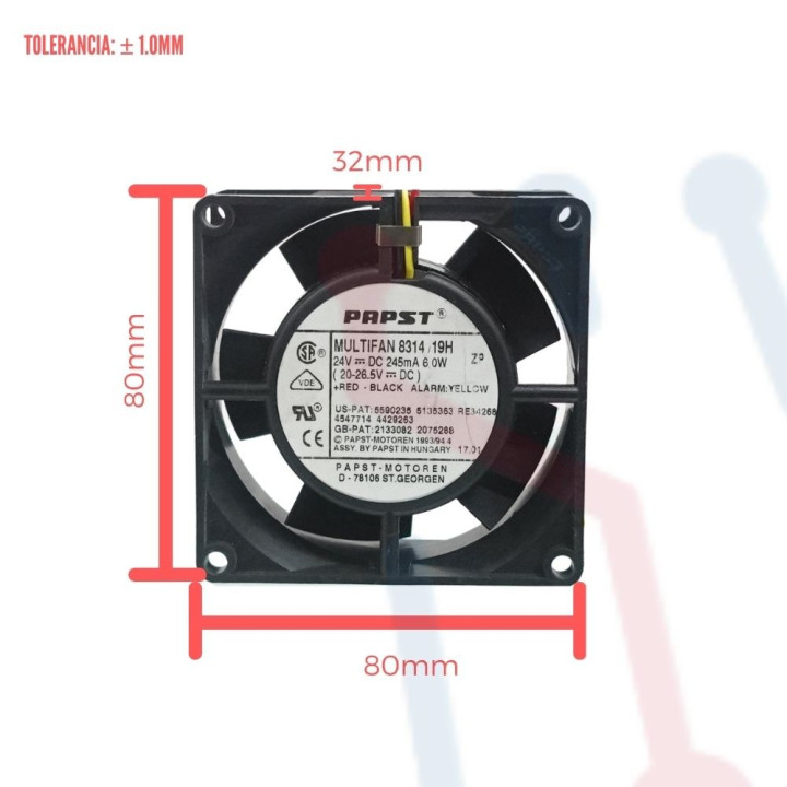 Ventilador 24V  80x80x37mm