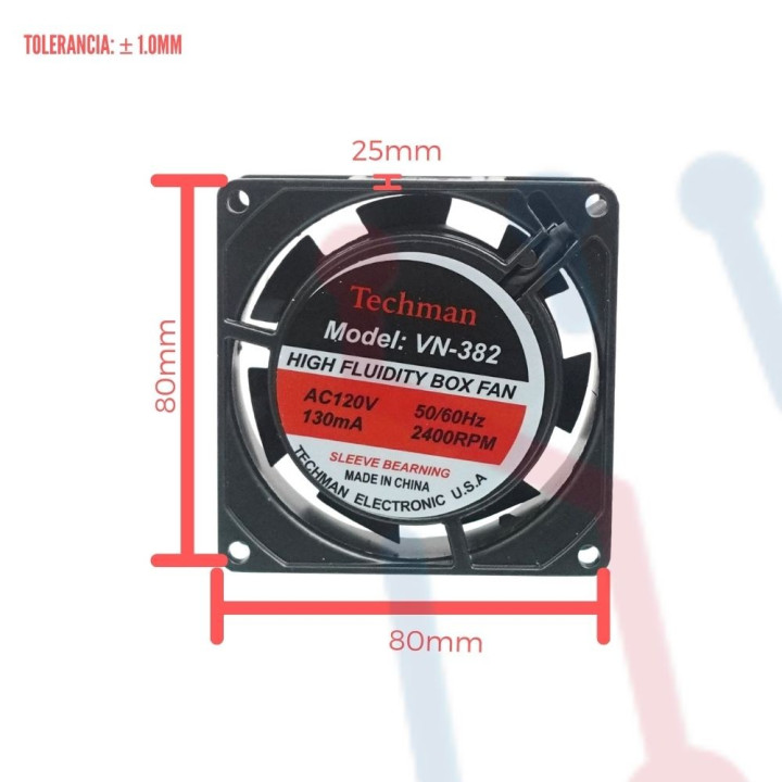Ventilador 110V  80x80x25mm
