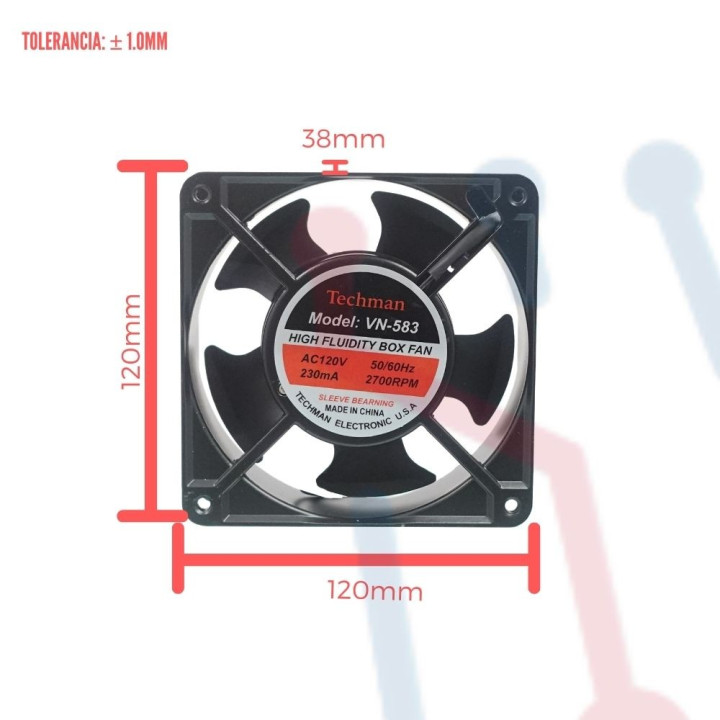 Ventilador 110V 120x120x38mm (Buje)
