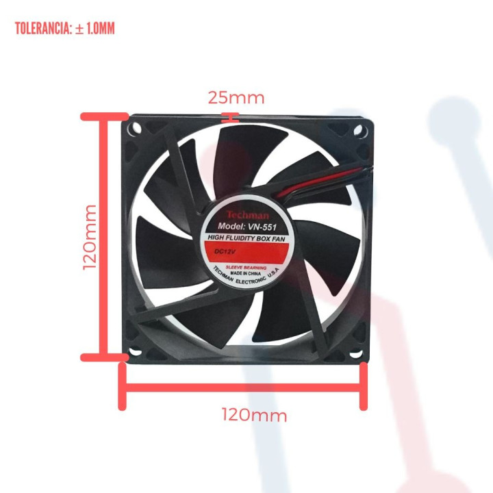 Ventilador 12V  120x120x25mm
