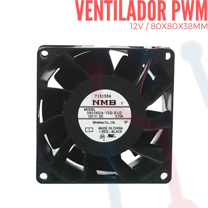 Ventilador Turbo 12V PWM  80x80x38mm