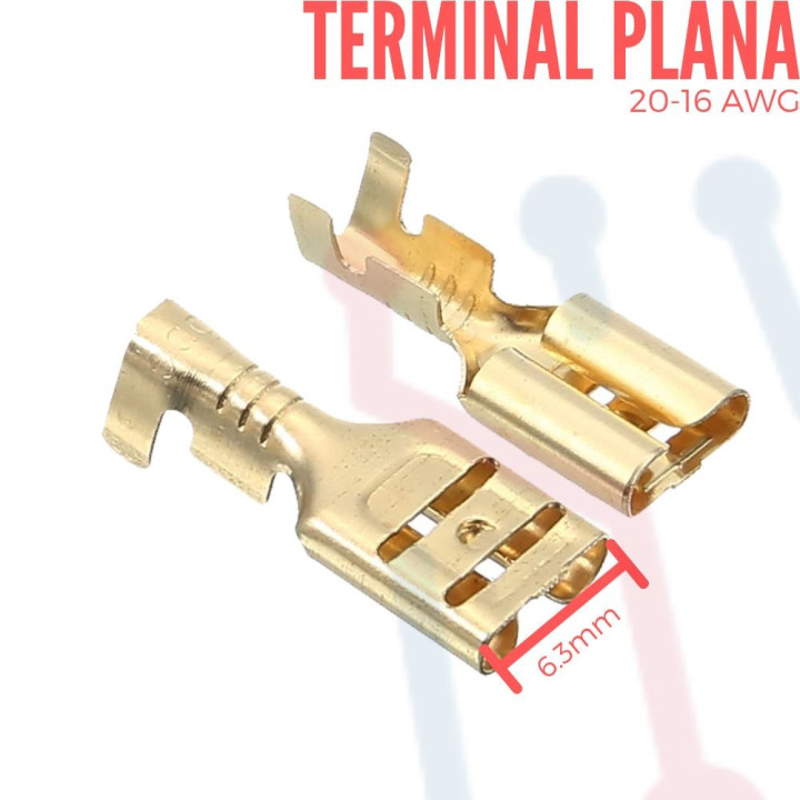 Terminal No Aislada Plana AWG 20-16 (100 UND)
