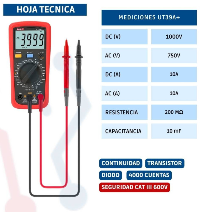 Multimetro UNI-T UT39A+