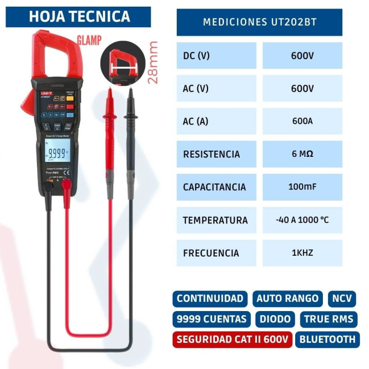 Pinza Voltiamperimetrica UNI-T UT202BT