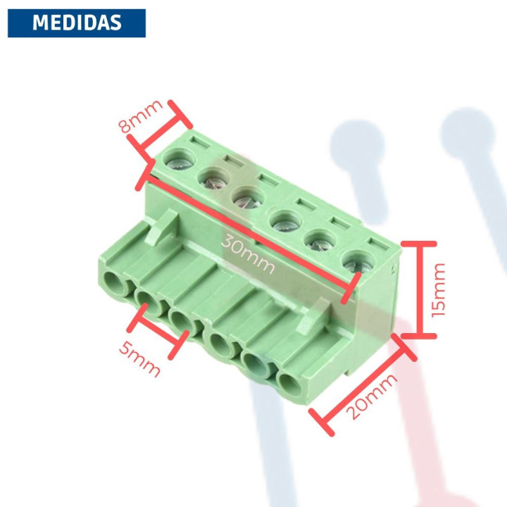 Bornera Desarmable 6PIN 5mm Verde