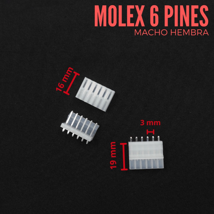 Conector MOLEX 6 PINES (Pareja)
