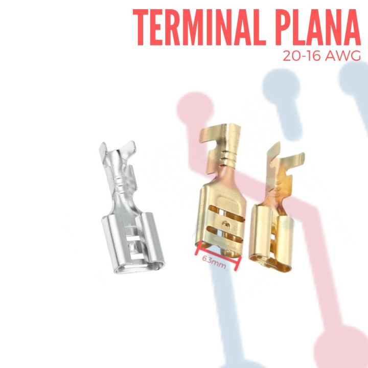 Terminal No Aislada Plana AWG 20-16 (100 UND)