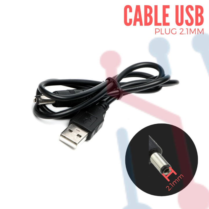 Cable USB a Plug DC 2.1mm 150cm