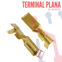 Terminal No Aislada Plana AWG 22-16 (100 UND)