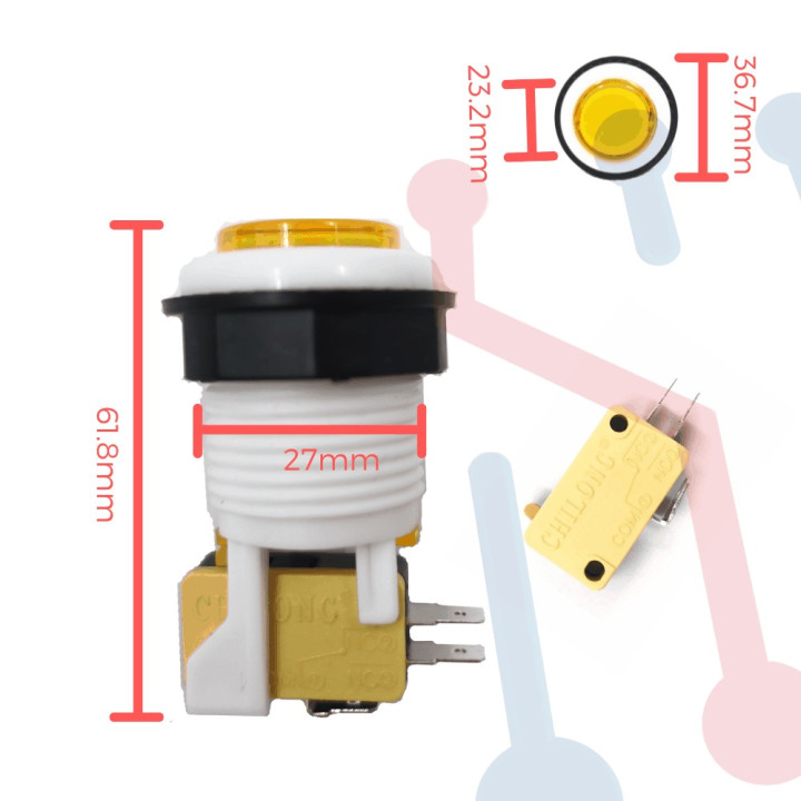 Botón Pulsador Amarillo para Máquina Arcade