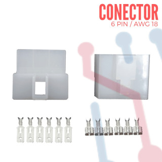Conector 6 Pines Pareja AWG 18