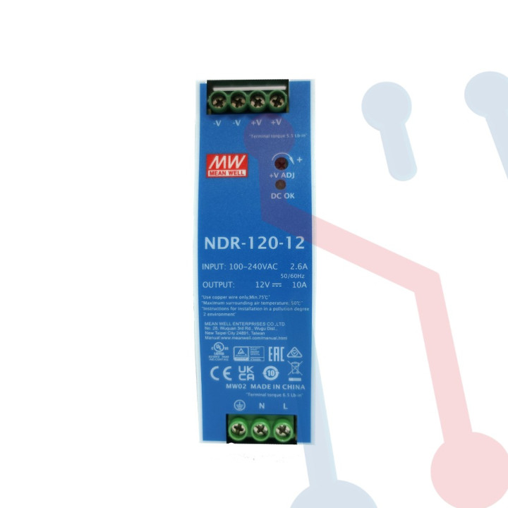 Fuente Riel12V 10A Mean Well