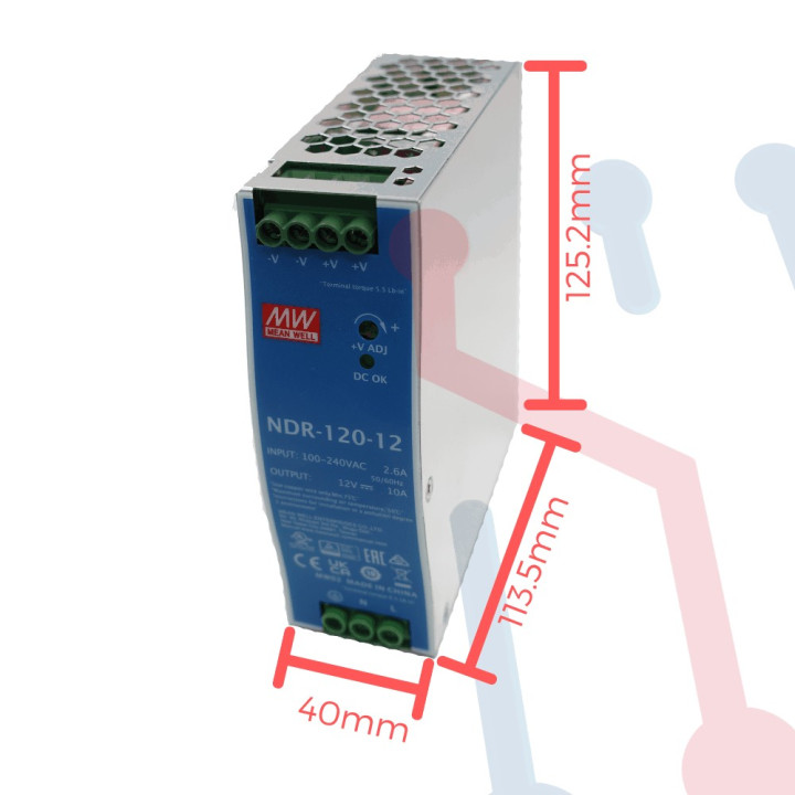 Fuente Riel12V 10A Mean Well
