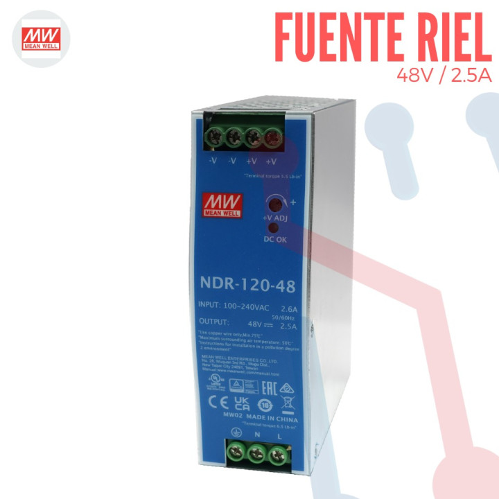 Fuente Riel 48V 1.6A Mean Well
