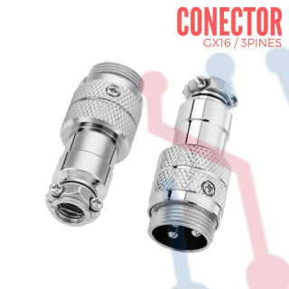 Conector Aviación GX16 de 3 Pines
