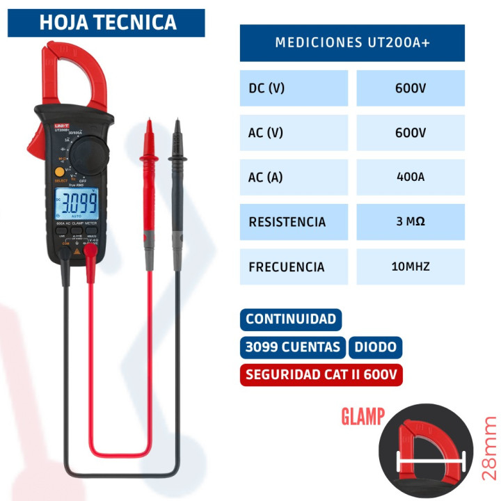 Pinza Voltiamperimetrica UNI-T UT200A+