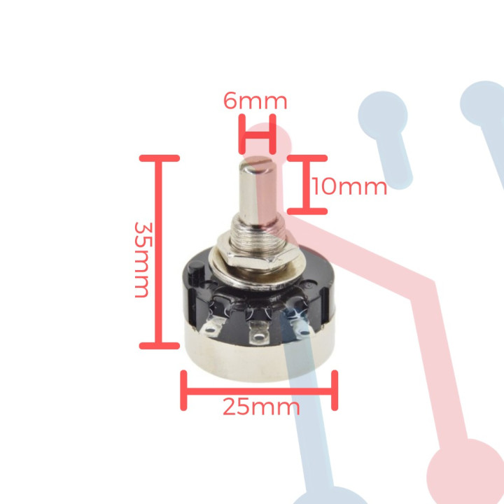 Potenciómetro Lineal 1KΩ 0.25W 1 Vuelta