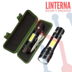 Linterna Recargable con Zoom 3 Modos de Iluminación