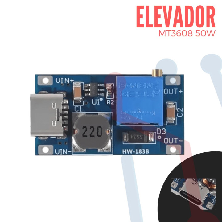 Elevador MT3608 50W Tipo C