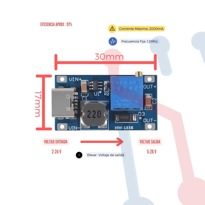 Elevador MT3608 50W Tipo C