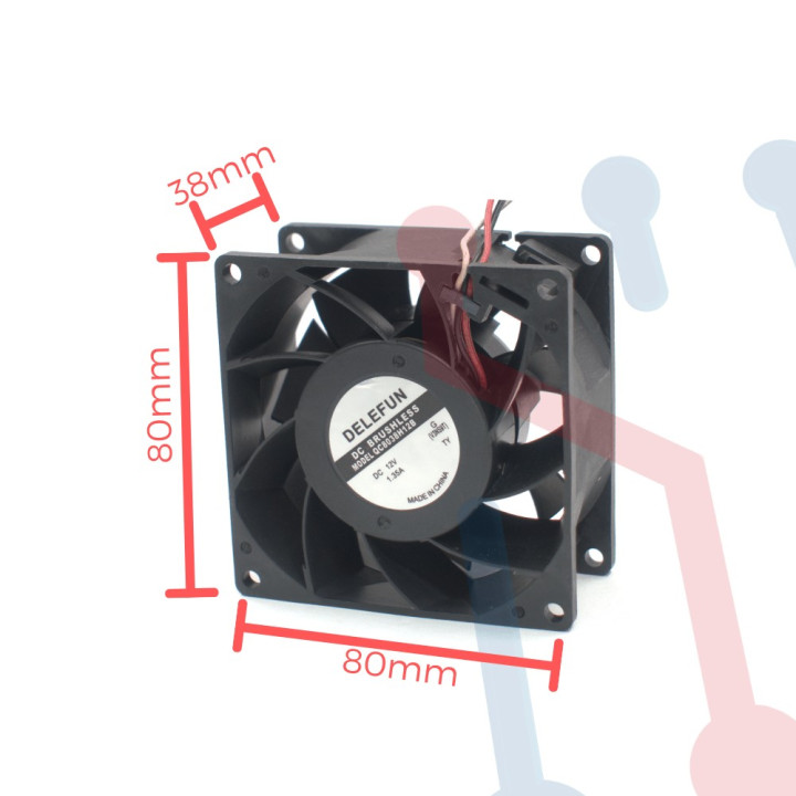 Ventilador Turbo 12V  80x80x38mm