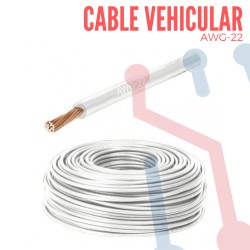 Cable Vehicular AWG 22 Blanco X Metro