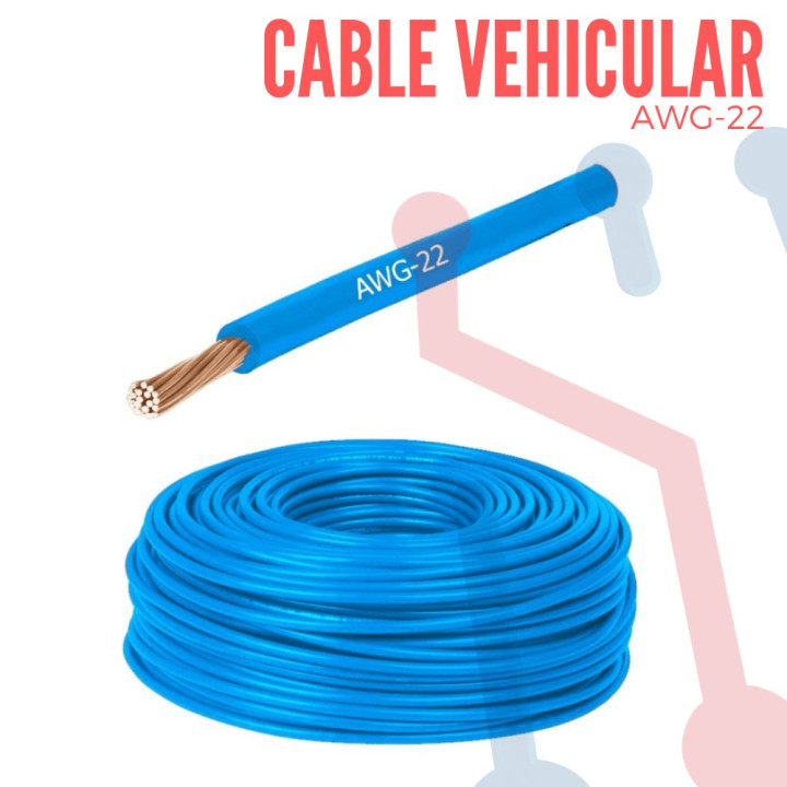 Cable Vehicular AWG 22 Azul  X Metro