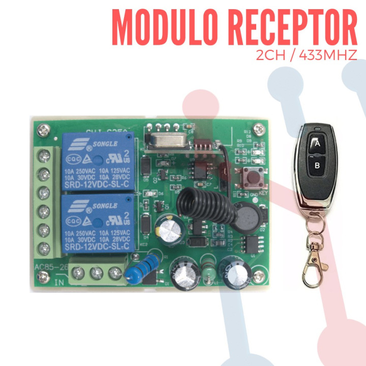 Módulo Receptor 2CH  433Mhz (110V AC)
