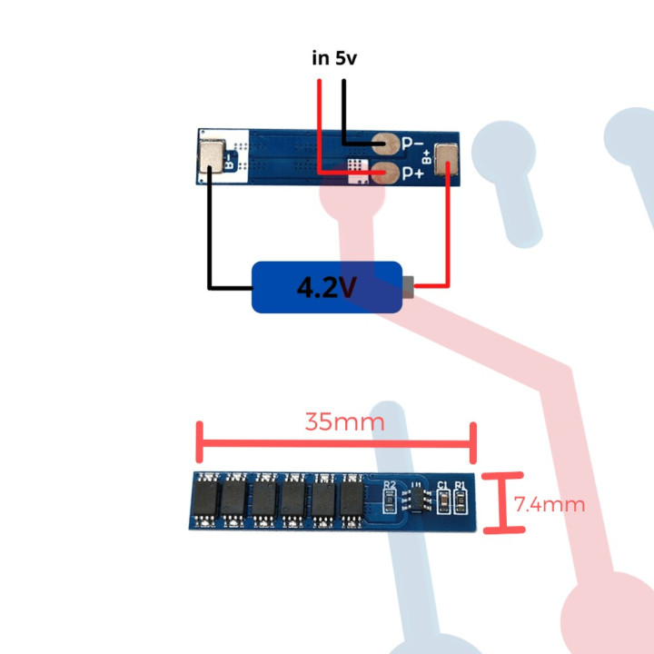 Cargador BMS Pila 18650 1S 15A