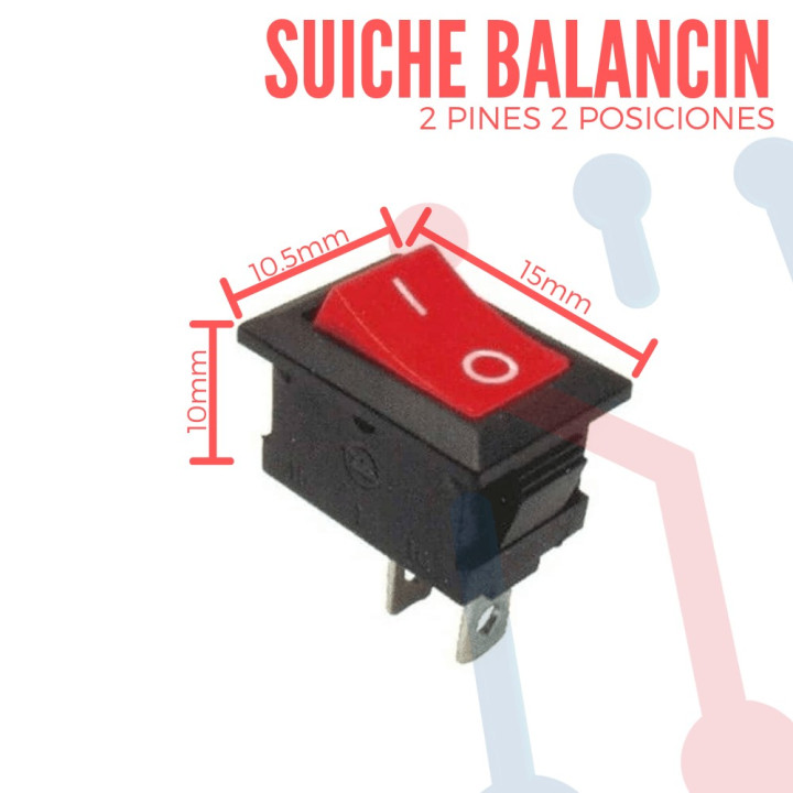 Suiche Balancin Mini 2Pos 2Pin 3A Rojo