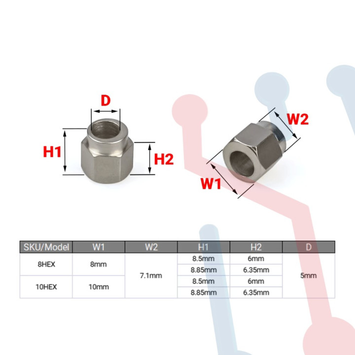 Espaciador Excéntrico 10Hex  x 6.35mm