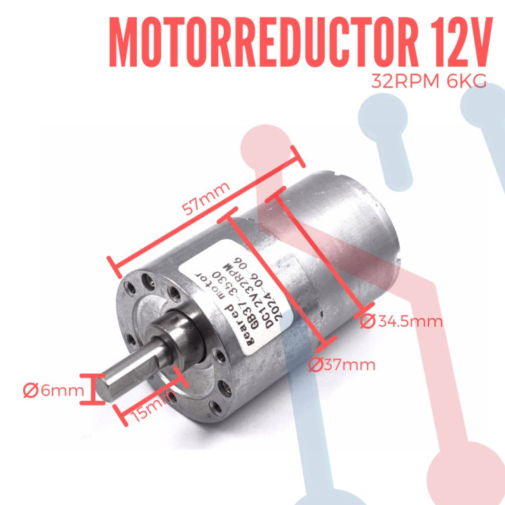 Motorreductor 12V- 32RPM - 6KG