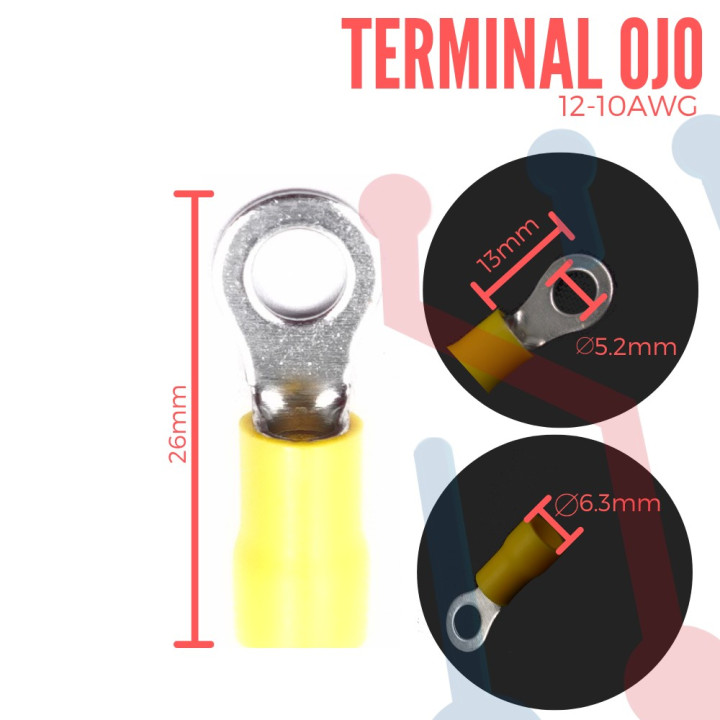 Terminal Anillo Aislada AWG 12-10 (5.2mm)