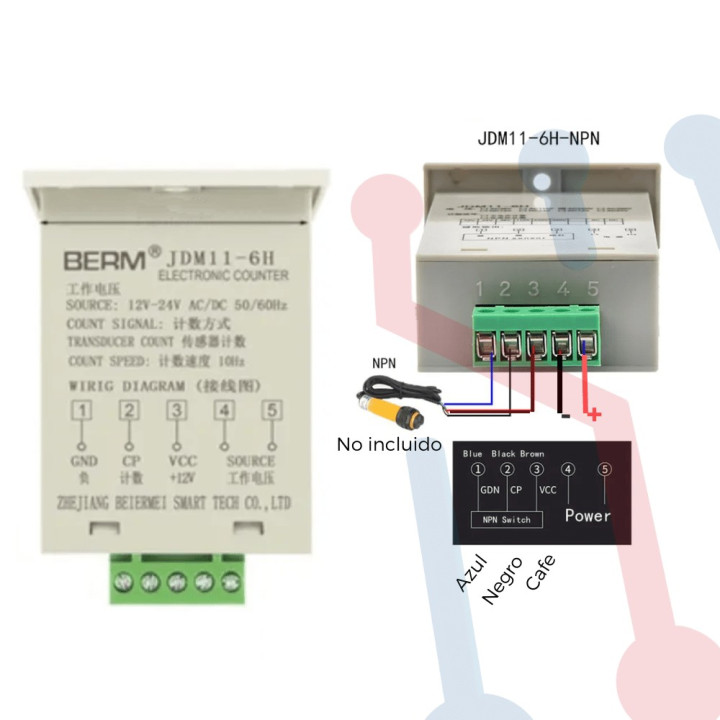Contador Digital JDM11-6H (Sensor NPN)
