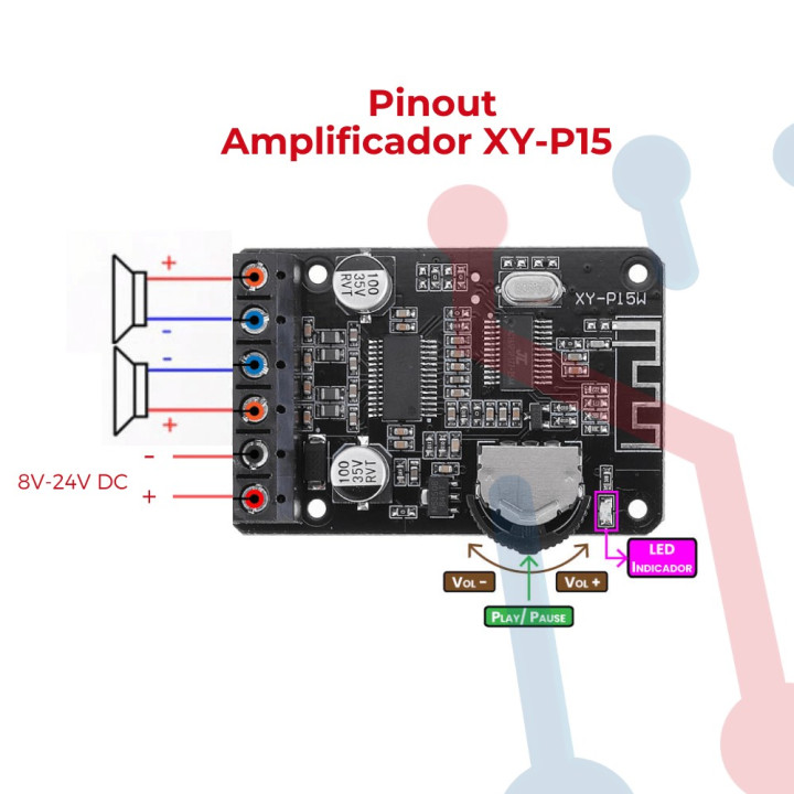 Amplificador  2X30W (XY-P15W) con Bluetooth