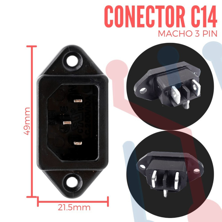 Conector Chasis C14 Tornillo
