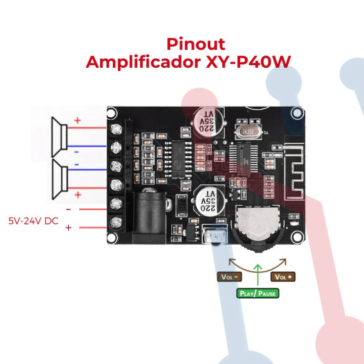 Amplificador 2X40W (XY-P40W) con Bluetooth