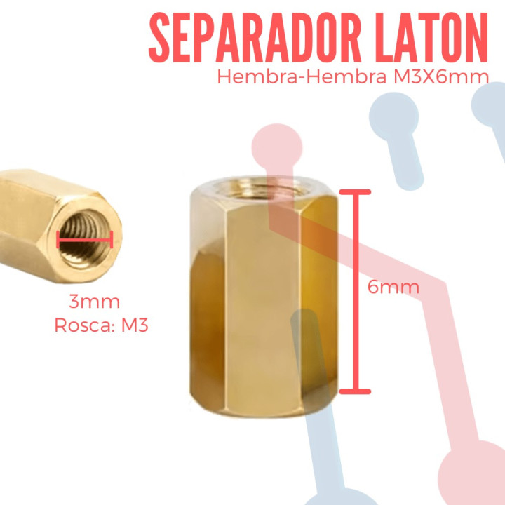 Separador de Cobre Hembra-Hembra 6mm