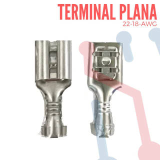 Terminal No Aislada Plana AWG 22-18 (100 UND)